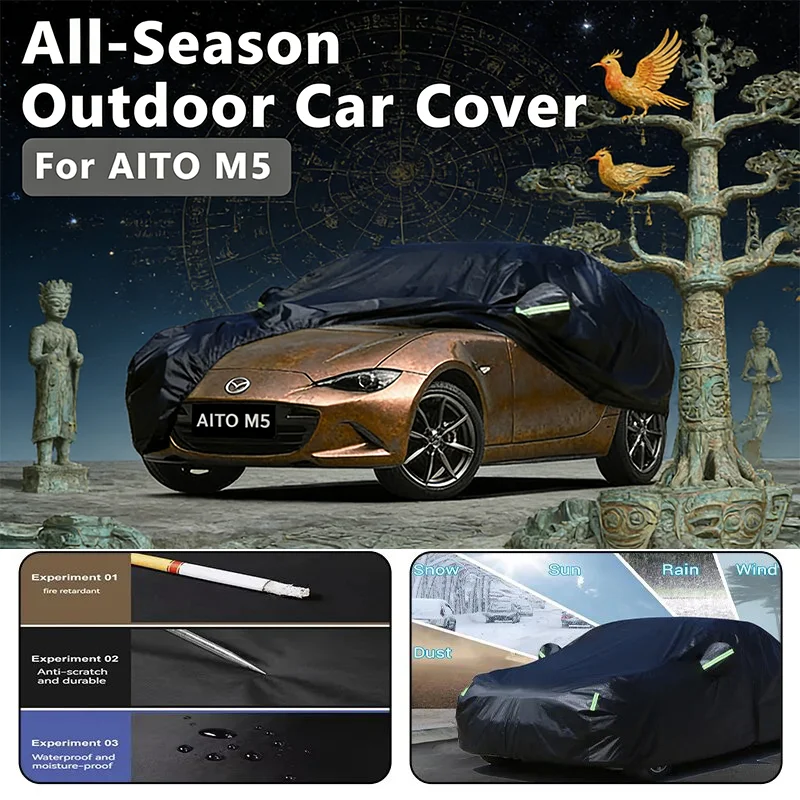 

Автомобильные чехлы для AITO M5, уличная защита, полные автомобильные чехлы, снежный чехол, солнцезащитный козырек, водонепроницаемый, пылезащитный, внешние автомобильные аксессуары