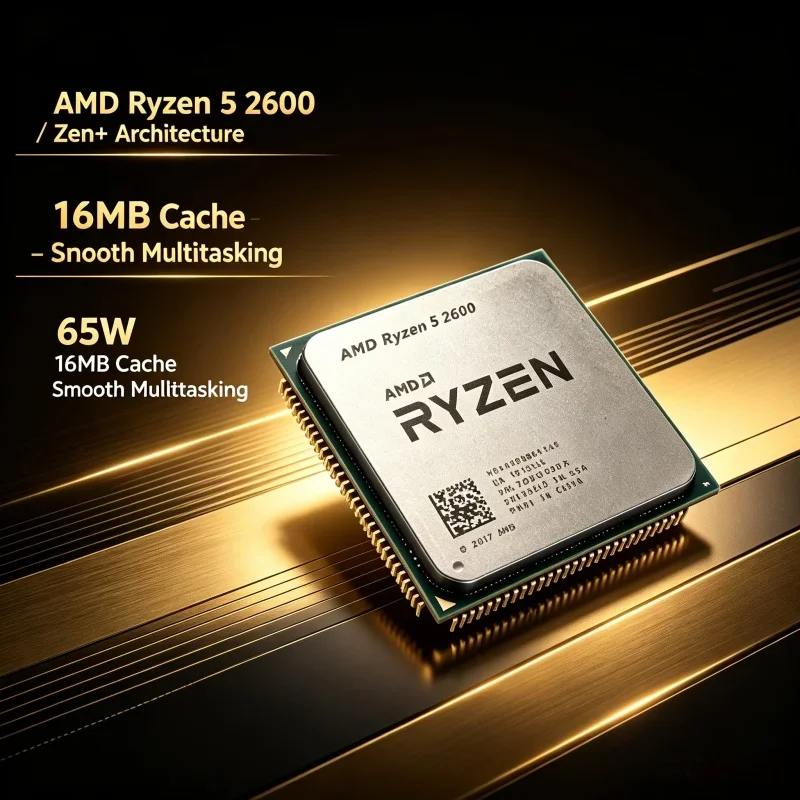Ryzen 5 2600 CPU AM4 Socket 6C12T Low Power Chip For Budget Desktop Upgrade Assembly