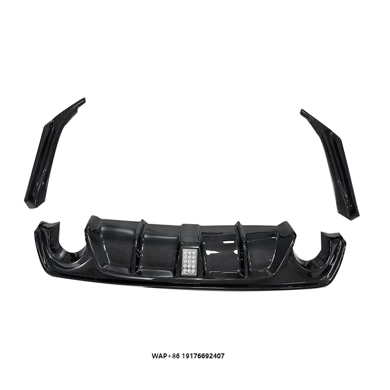 

High Quality Carbon Fiber Rear Diffuser with White LED Brake Carbon Fiber Reaer Diffuser Corner forInfiniti Q50 2018+ Sport