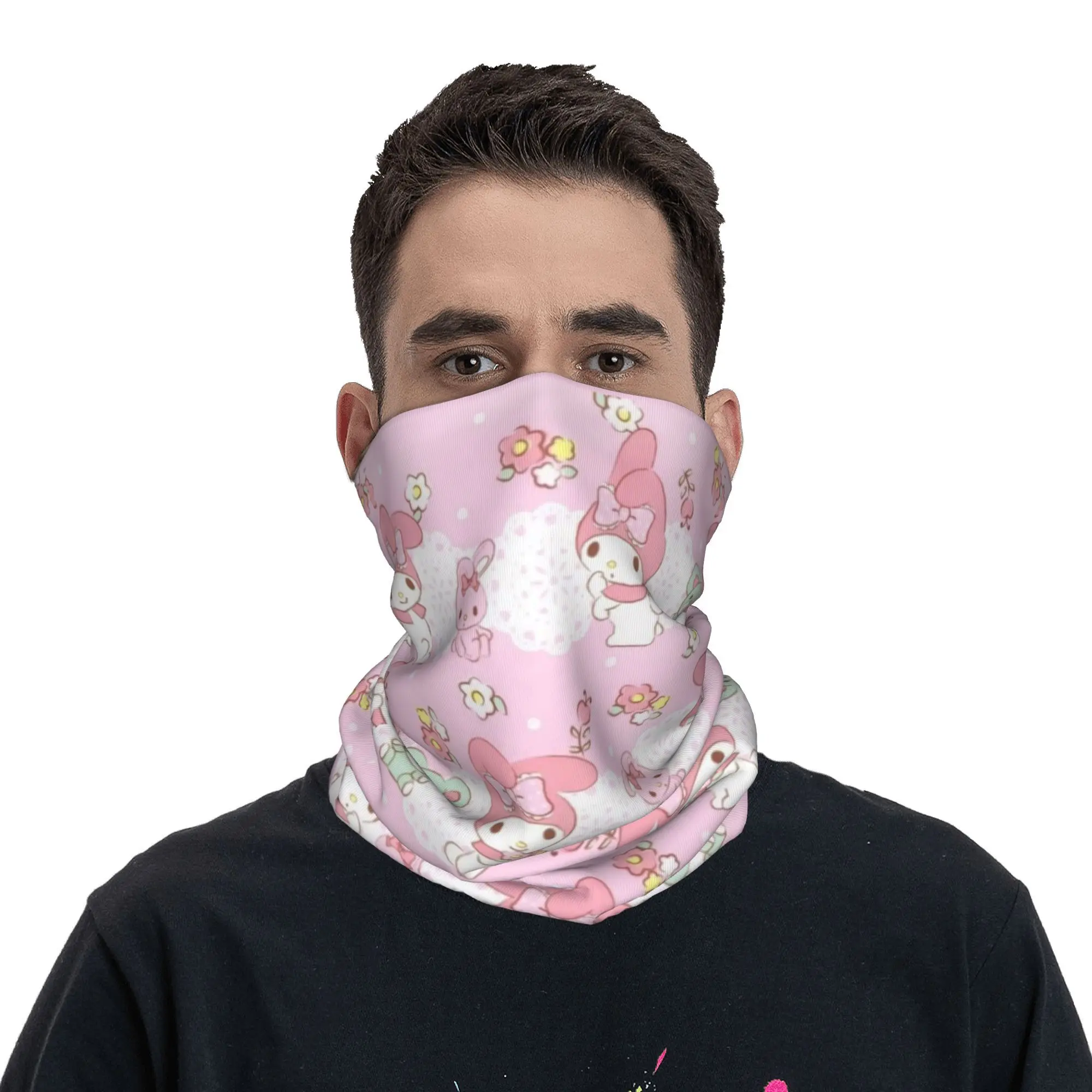 Custom New Melody  Cartoon Kawaii Neck Gaiter Women Men Windproof Winter  Bandana Scarf for Hiking