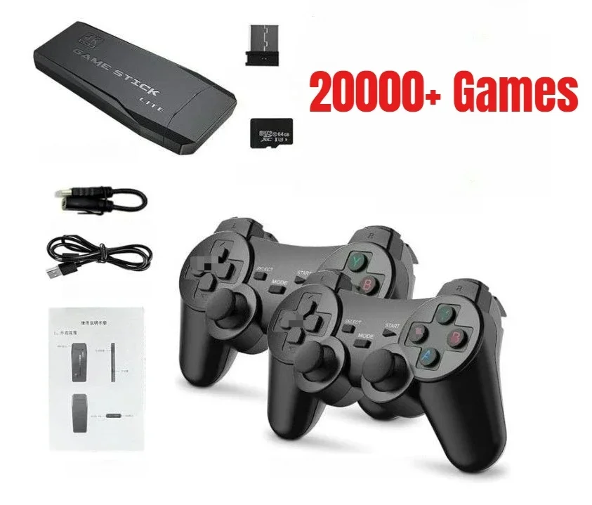 M8 Video Game Consoles 4K HD Output Retro Game Stick 20000+ Classic Games 23+ Emulators 2.4G Double Wireless Controller For Kids