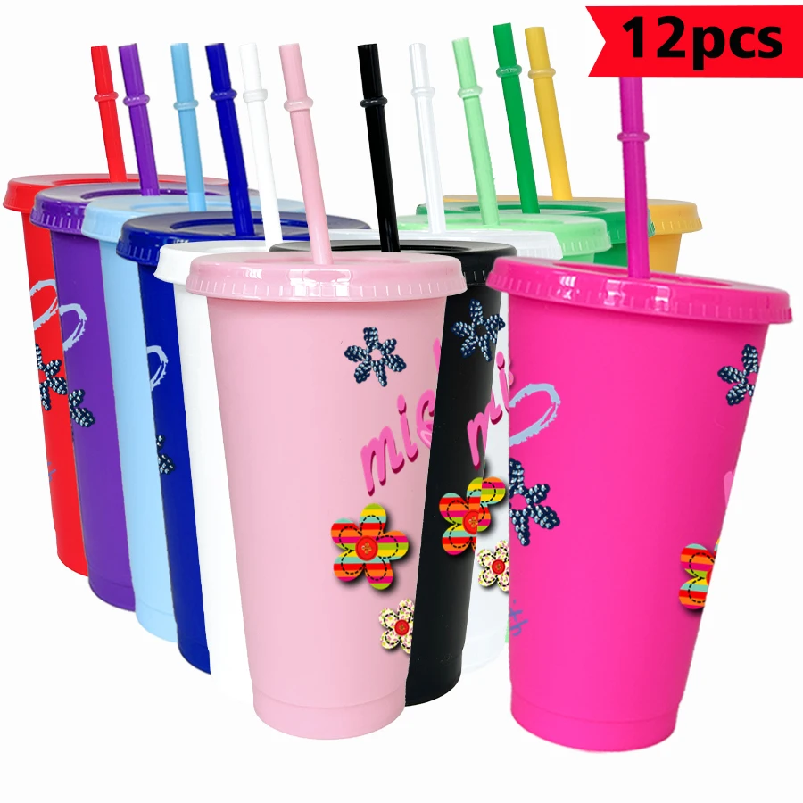 

12 pcs/pack Disney, Minnie, flowers 26oz colorful plastic tumbler birthday party drinking utensils juice coffee cup