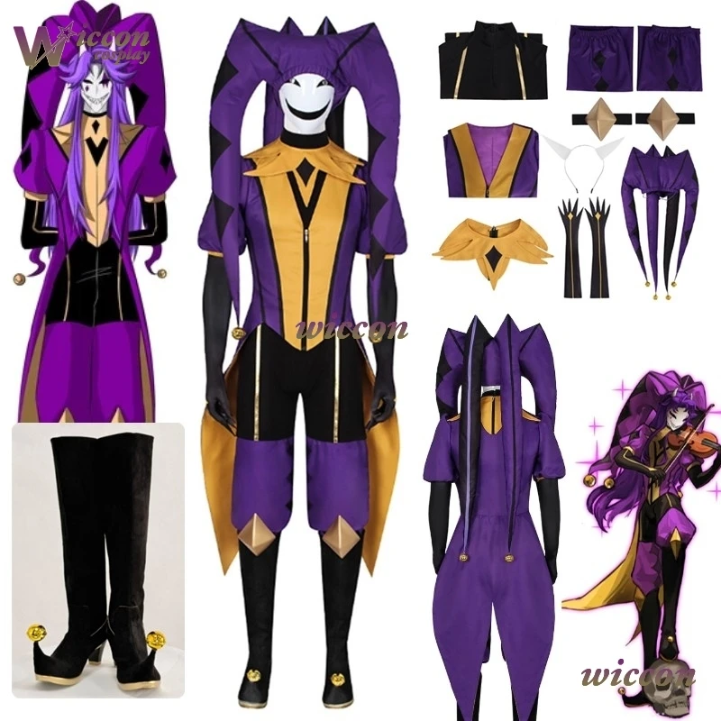 yesok-ザ・フリーク・サーカス・ジースター-コスプレ-パープル・クラウン衣装-コスチューム-ゲーム-2025-ハロウィン-ホラー-メンズ-ロールプレイ服-マスク-帽子