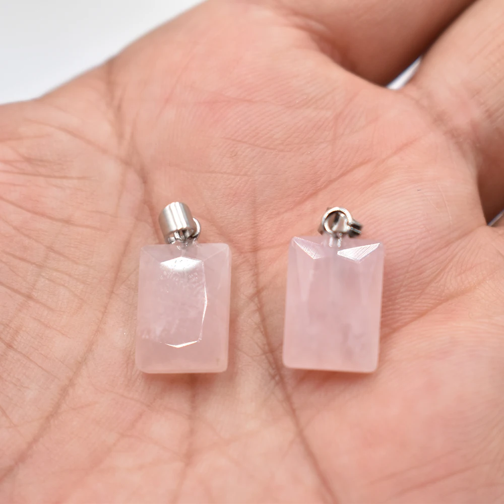 Großhandel 20 Stück/Lot geschliffene 10x14mm Naturstein Amethyst Rosenquarz Anhänger DIY Charm für Schmuckherstellung Kostenloser Versand – Detail 5