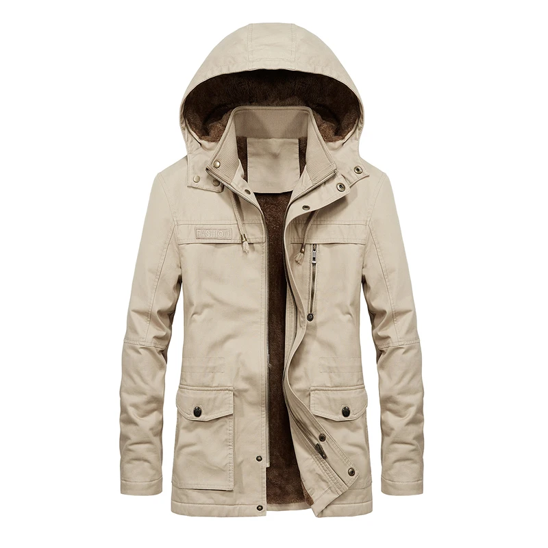 

Male Multi-Pocket Fur Hooded Winter Parkas Men Coat Parka Brand New Military Thick Warm Man Jacket Casual Cotton Padded Jacket