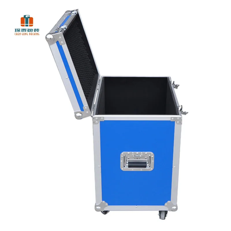 Custom Size Blue Aluminum Alloy Flight case Customized Trolley Wheels Aluminum Road case