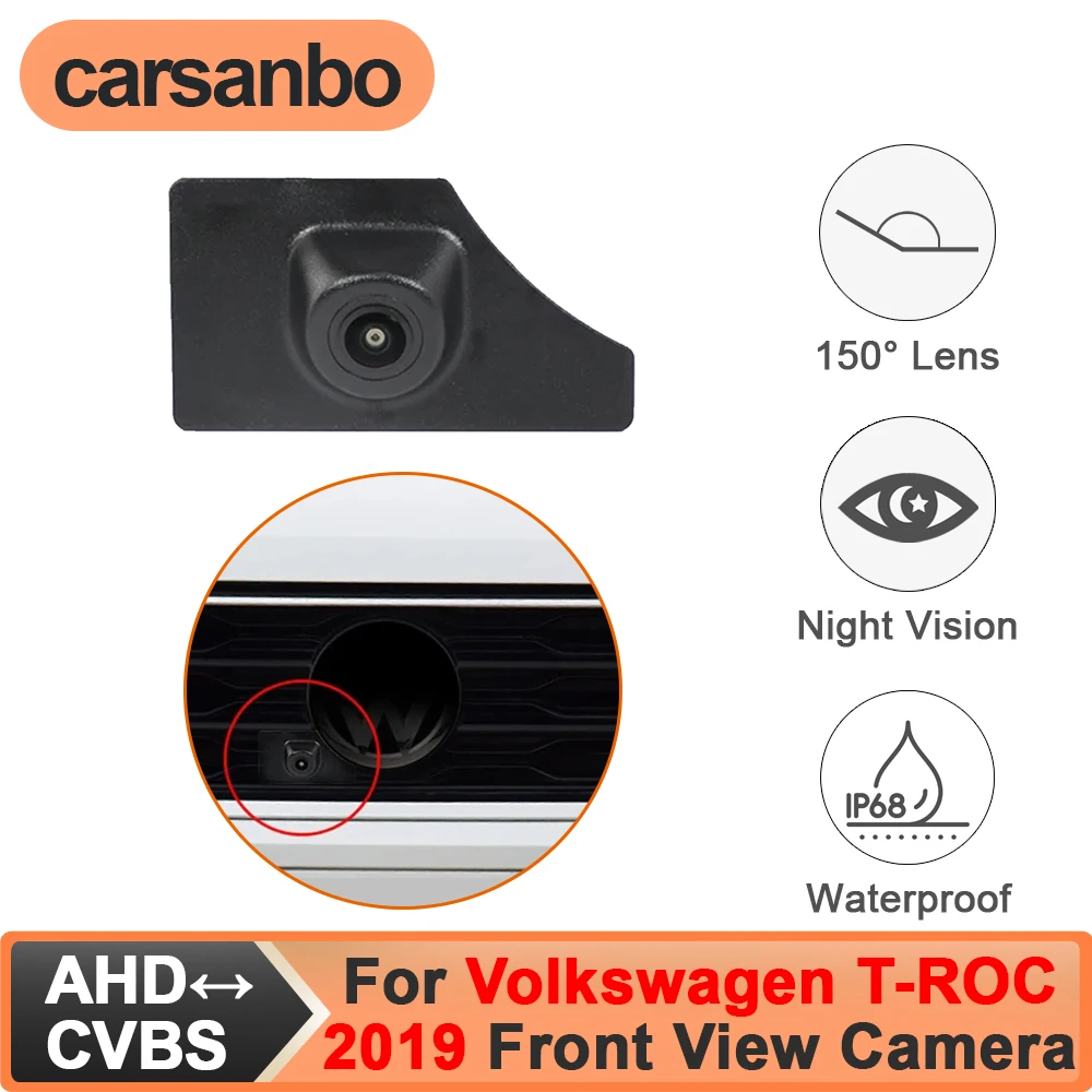 Carsanbo Fit for Volkswagen T-ROC 2019 OEM Front View Camera CCD AHD 150° Waterproof Fisheye Lens Night Vision Parking Camera