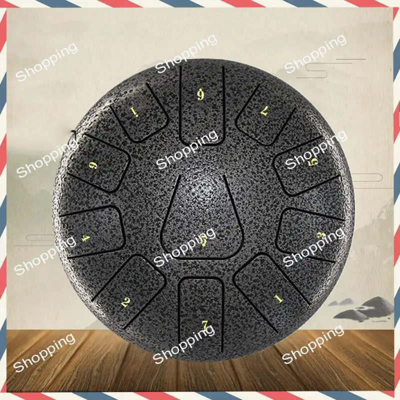 

A44M 8 Inch Steel Tongue Drum, 11 Note Tambourine With Drumsticks And Finger Picks For Meditations Tambourine Instrument