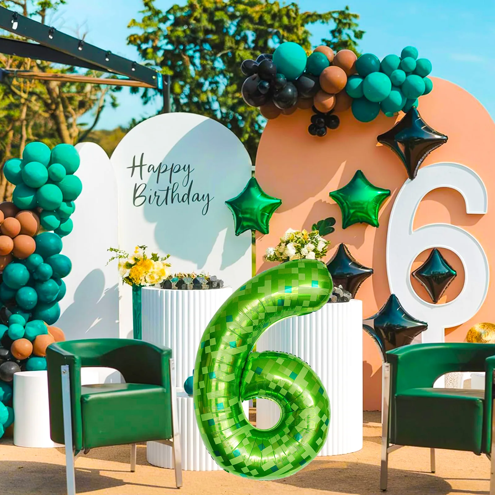 40 Zoll „My World“ Riesen-Grüne Pixel-Miner-Themen-Zahlenballons 0-9, Geburtstagsparty-Dekorationen, Zubehör für Kindergeburtstagsgeschenke – Detail 5