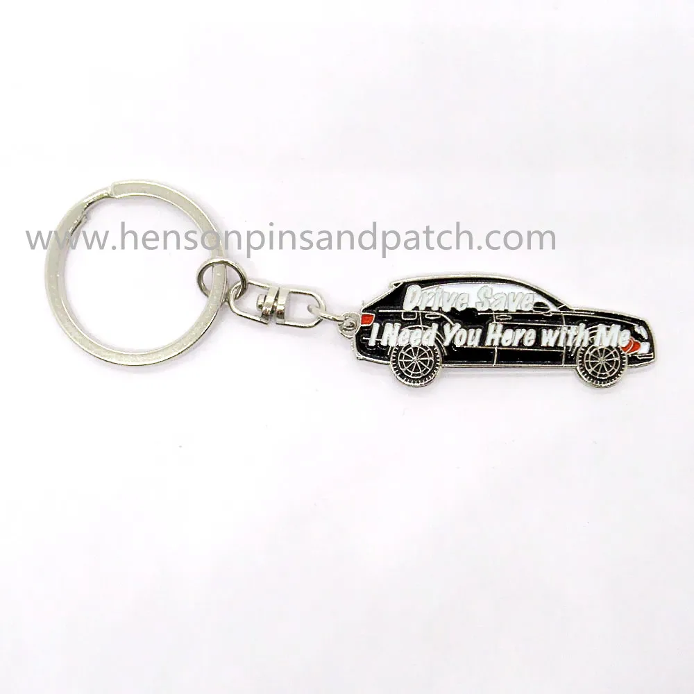 Custom metal soft enamel glow in dark  car key chains , car keyring