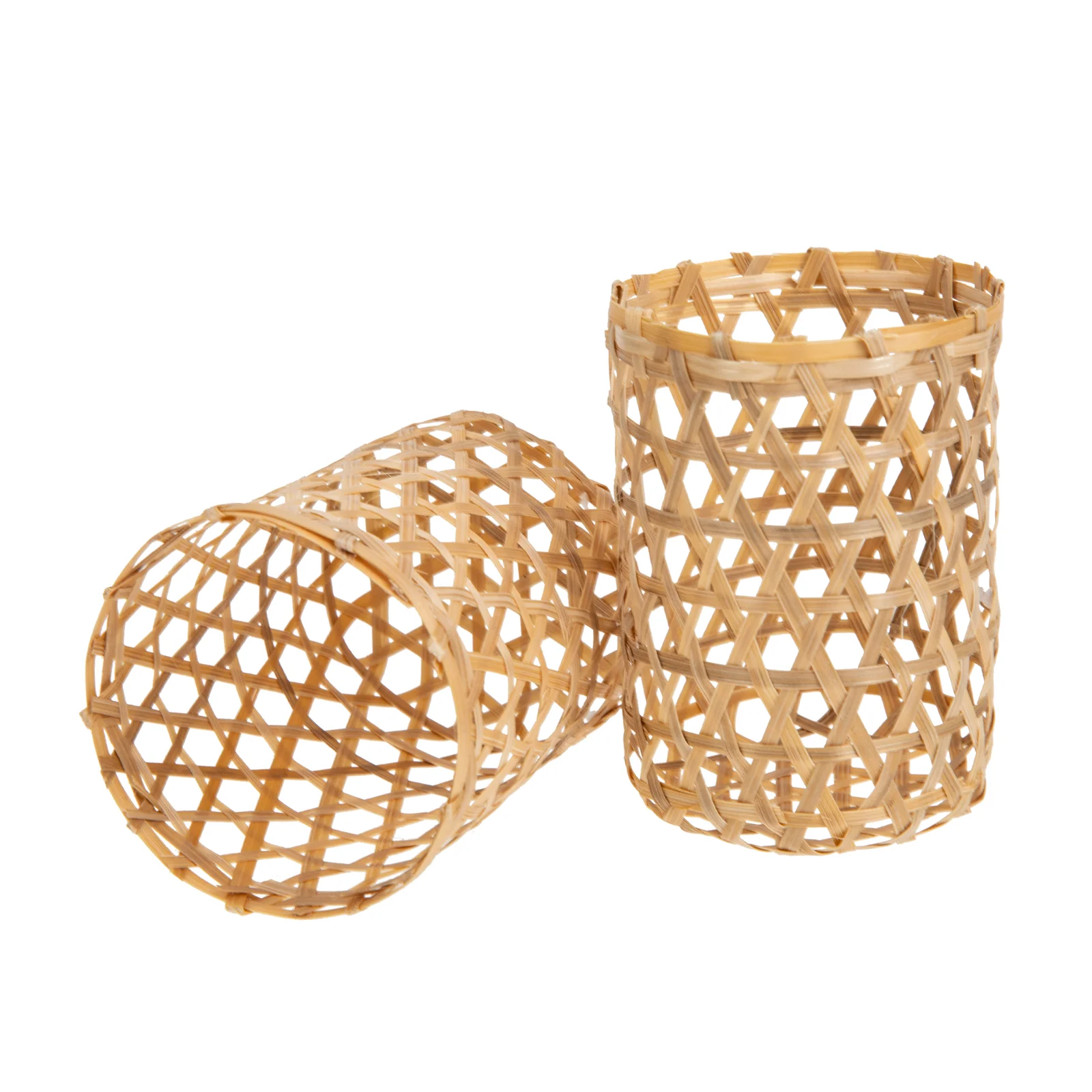 Bamboo Cup Sleeves Woven Anti-scald Cover Protective Glassware Covers Gold Decor