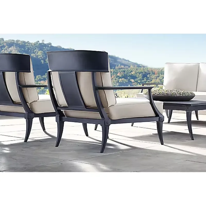 Cast Aluminium Patio Furniture 5 Seat Long Couch Coffee Table Set Forged Aluminum Outdoor Sofa