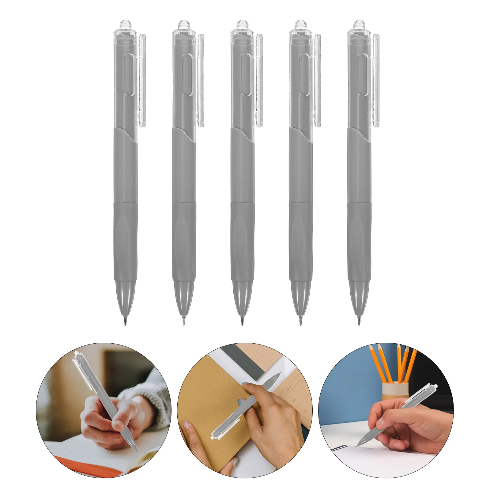 5Pcs Ballpoint Pens Ergonomic Design Office School Writing Pens Black Handwriting Daily Use Manuscript Handwriting Pen