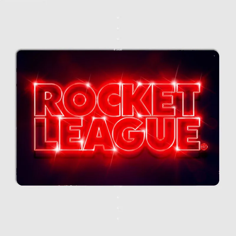 Rocket League Red Logo Neon Sign Metal Sign Poster Garage Room Wall Decoration Cinema Living Custom Tin Vintage Home Decor