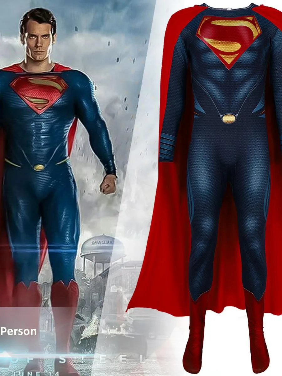 

loween New Steel Body Cosplay Jumpsuit Hero Clark Kent Tight Clothes Cape Faionable Stage Costume Women