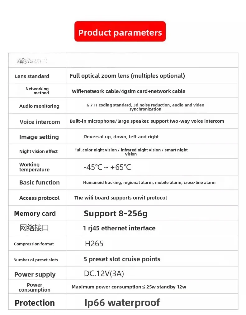 Optische zoom waterdichte beveiligingscamera voor buiten