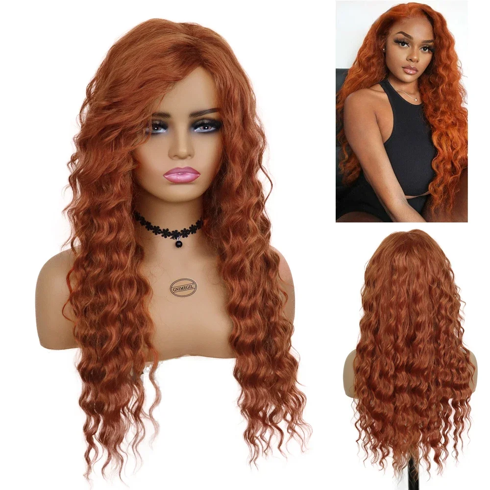 

GNIMEGIL Synthetic Long Curly Hair Wig for Woman Water Wave Ginger Wig Female Costume Cosplay Halloween Party Girls Lolita Wig