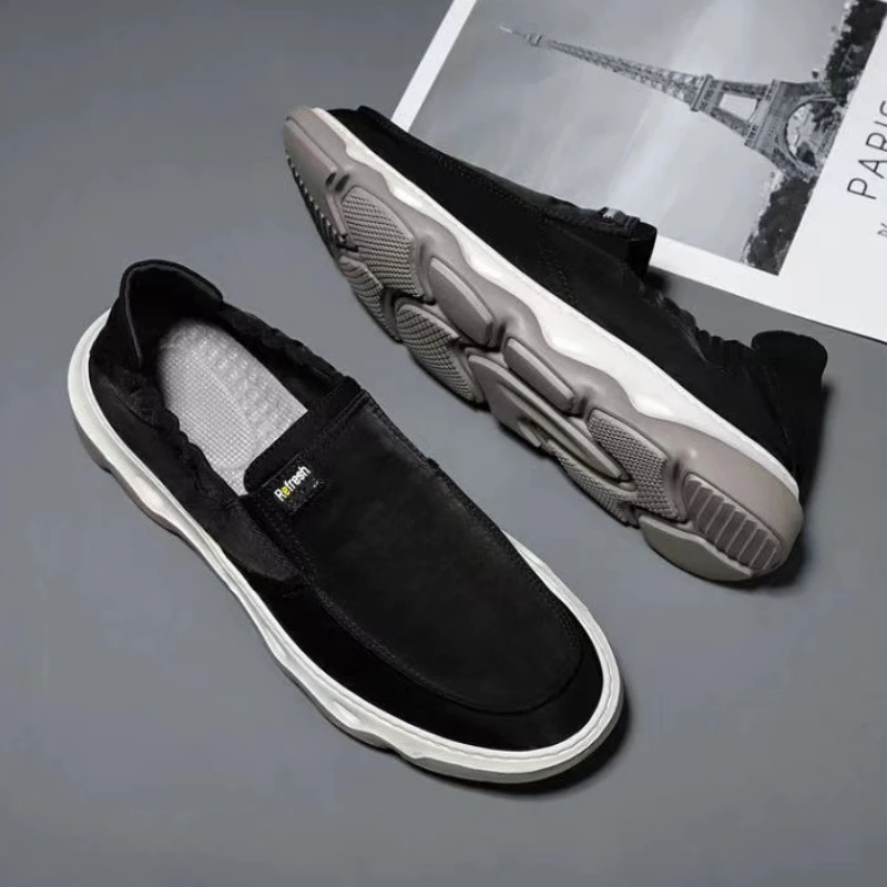 Breathable Men Canvas Shoes Comfort Mens Casual Shoes 2024 New Slip on Lazy Footwear Platform Hard-Wearing Old BeiJin Cloth Shoe