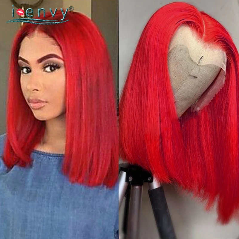 Bob Wig Human Hair Wigs For Women Hot Red Lace Front Wig Colored Blonde Burgundy Part Lace Wigs 13X1 Peruvian Short Bob Wigs