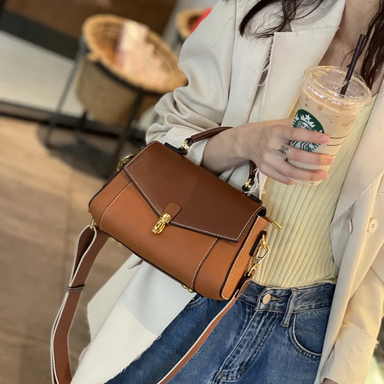 Women\'s Bag New Trendy All-match Genuine Leather Messenger Shoulder Bag Ladies Fashion First Layer Cowhide Handbag High Quality