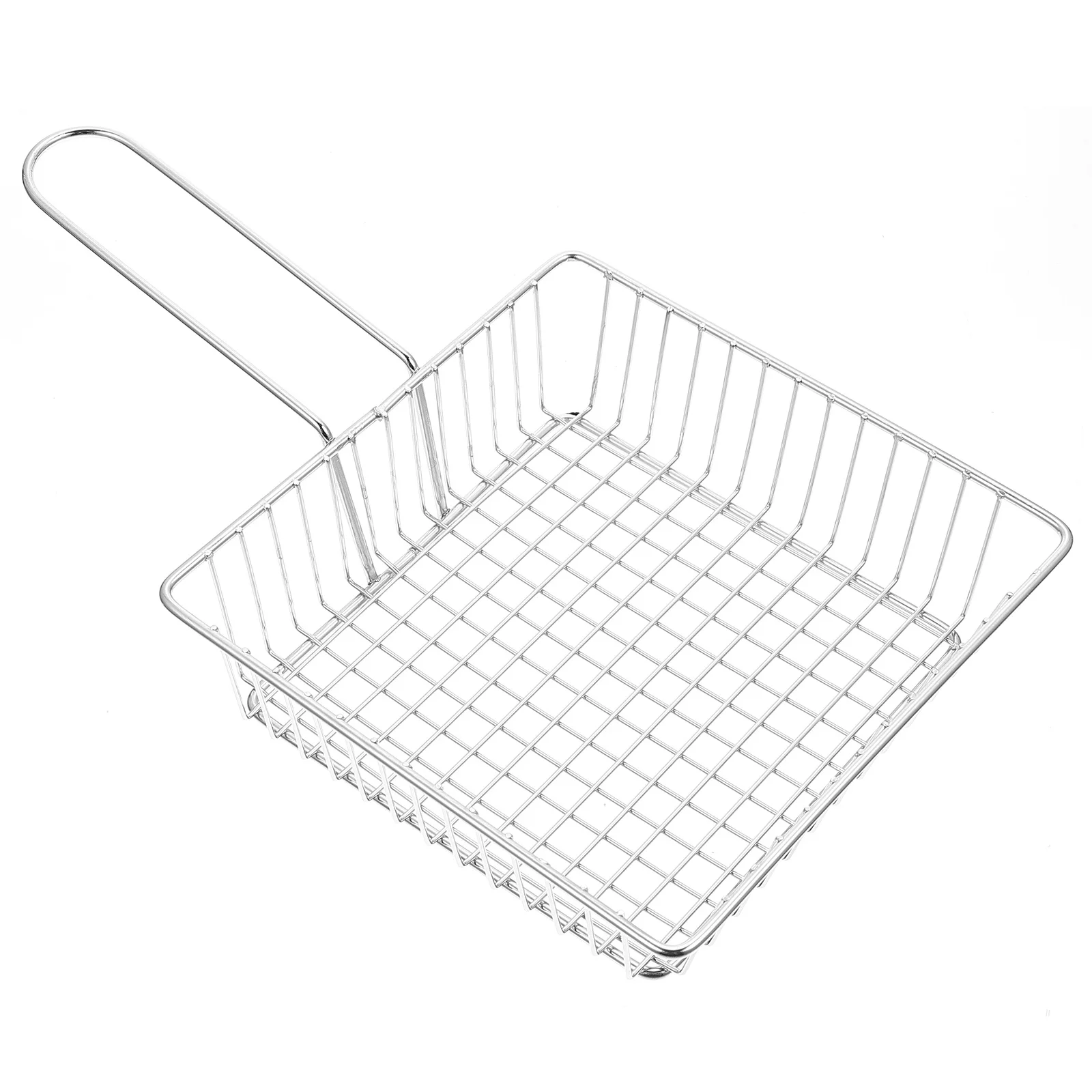

1Pcs Stainless Steel Frying Basket with Ergonomic Handle Dense Drain Holes for Chips Snacks Cooking Frying Serving Kitchen Tool
