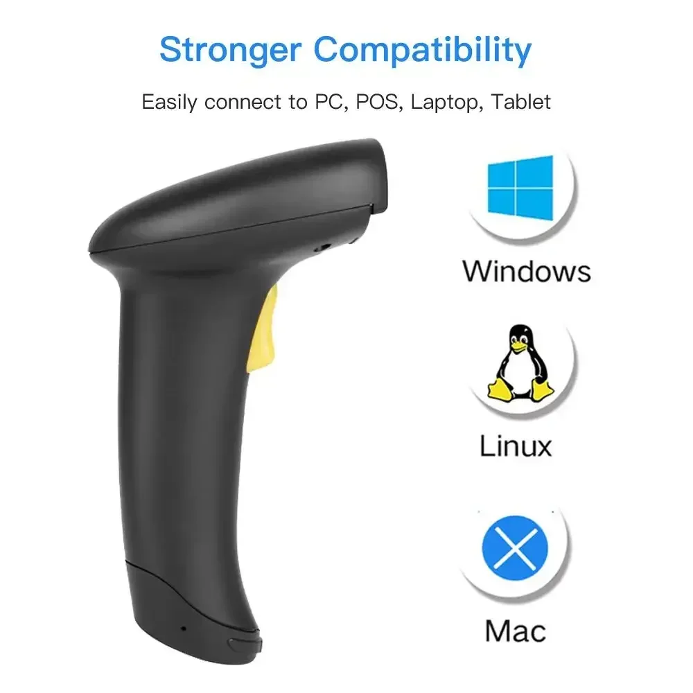 السلكية المحمولة ماسح الباركود 1D 2D Qr قارئ الرمز السلكية USB المحمولة PDF417 DM رمز الباركود الماسح الضوئي 2d لمتجر المتجر