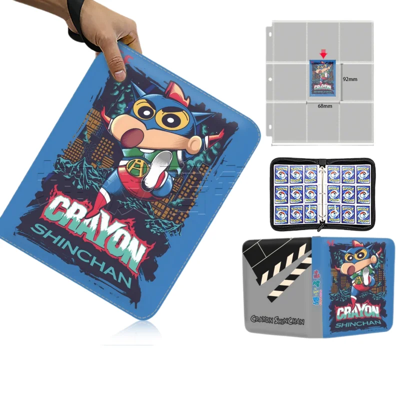 

Новый фотоальбом-коллекционер для карточек и значков «Краяон Шиньчан», обложка из ПУ, на молнии, для хранения карточек, модные детские игрушки, элитные подарки