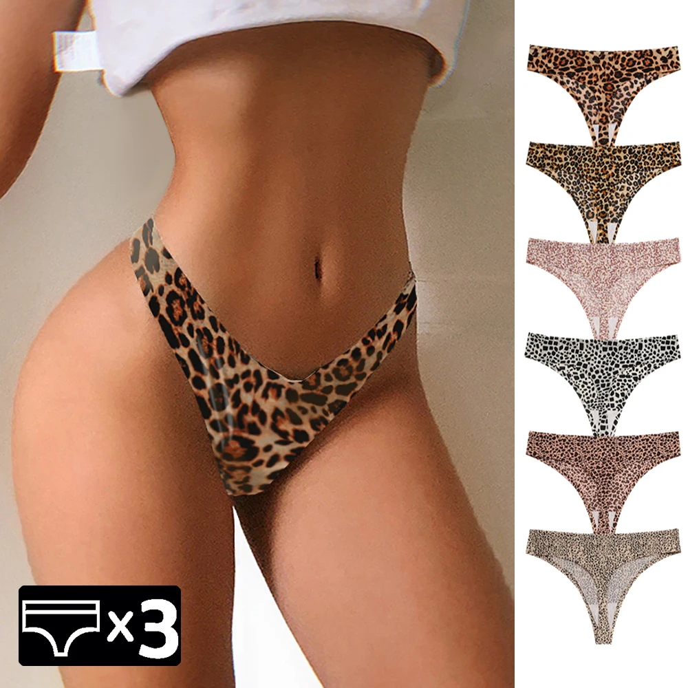 WarmSteps 3Pcs/Set Women's Leopard Thongs Seamless Panties for Woman G Strings Female Thongs Lingerie Intimate Tangas Hot Pantys