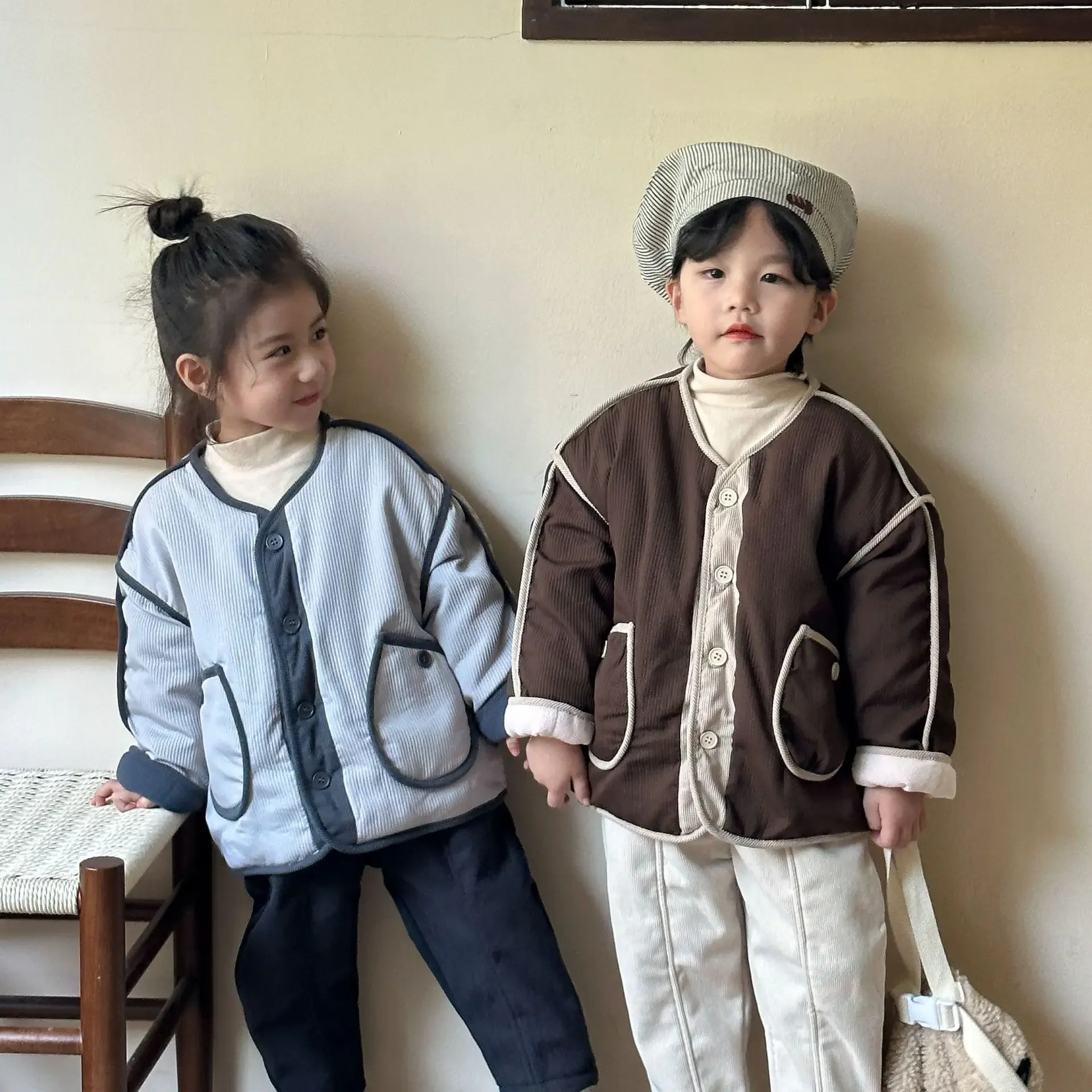 2024 Winter Children's Corduroy Fashion Thick Cotton Clothing image 2