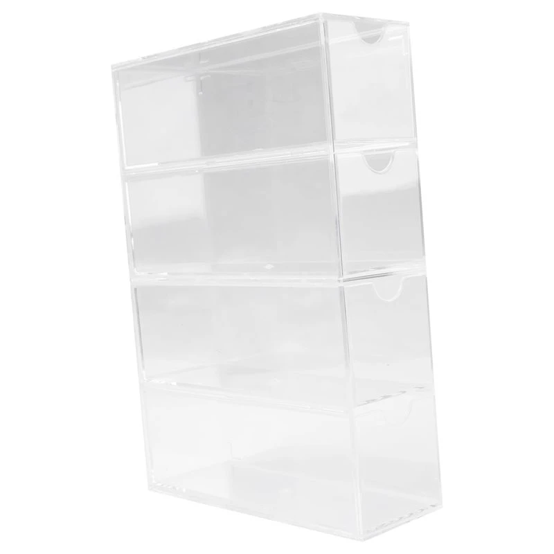 NEW-Glasses Storage Box 4 Layers Large Glasses Organizer Box Multifunctional Stackable Display Holder Reusable Cosmetics