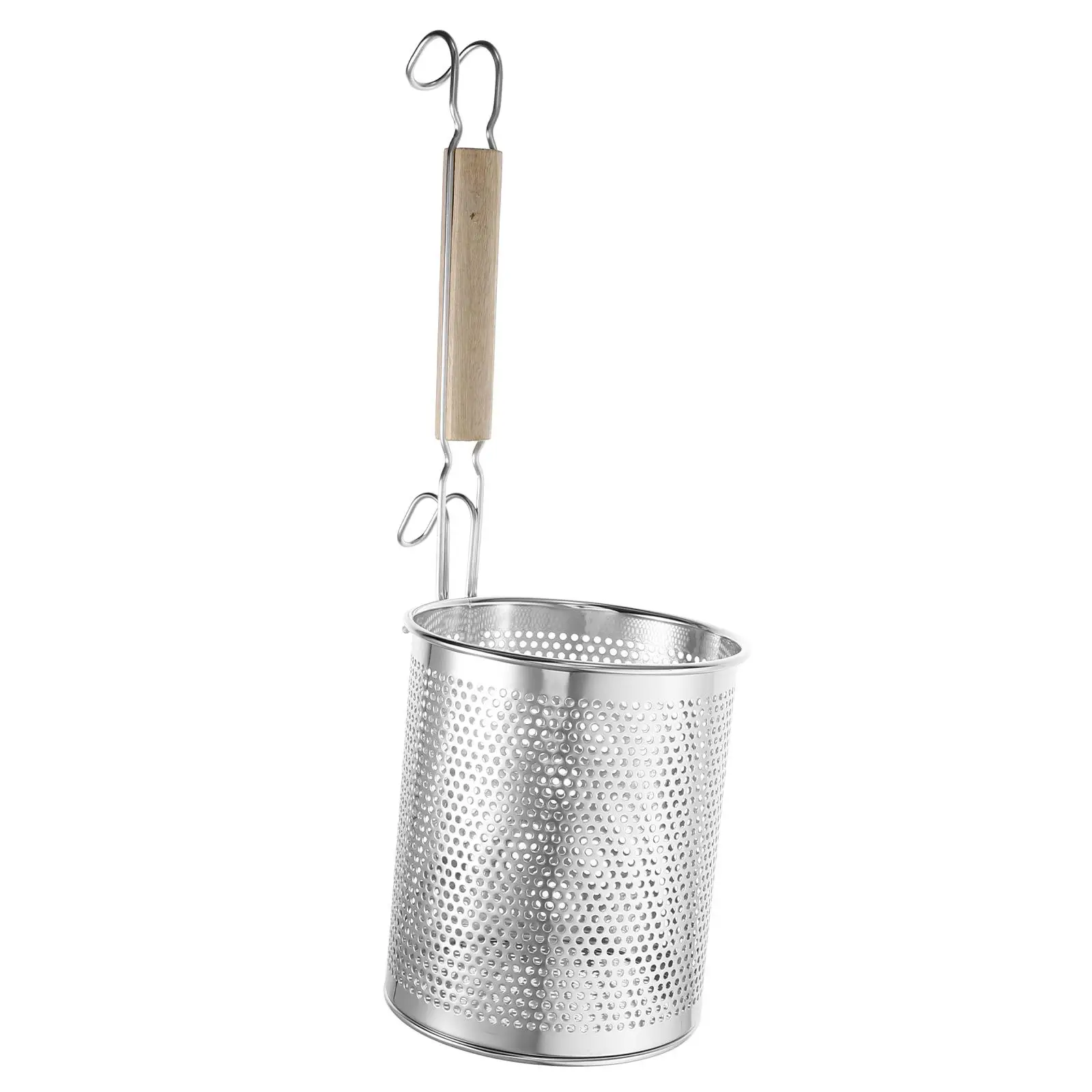 

1pc Stainless Steel Mesh Strainer Colander Noodle Strainer Wood Handle Kitchen Tool Fine Mesh Deep Fryer Scoop Heat Resistant