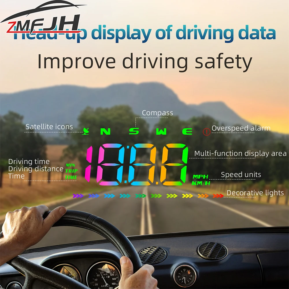 

M23 GPS Head Up Display Windshield Projector MPH KMH Speedometer Compass Overspeed Alarm On-board Computer For All Cars Meter