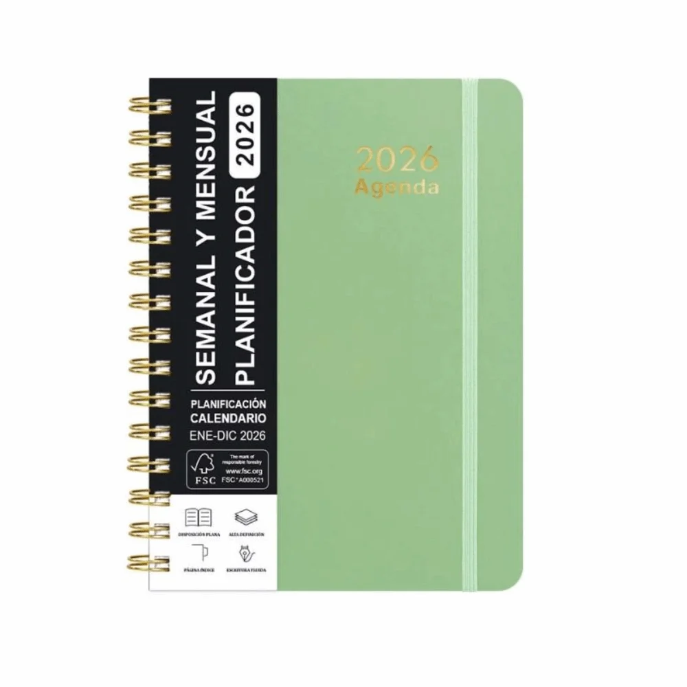 

2026 Spanish Planner a5 Notebook Coil Calendar Essential Self-Tracking Diary Book Daily Organizer Multi Functional