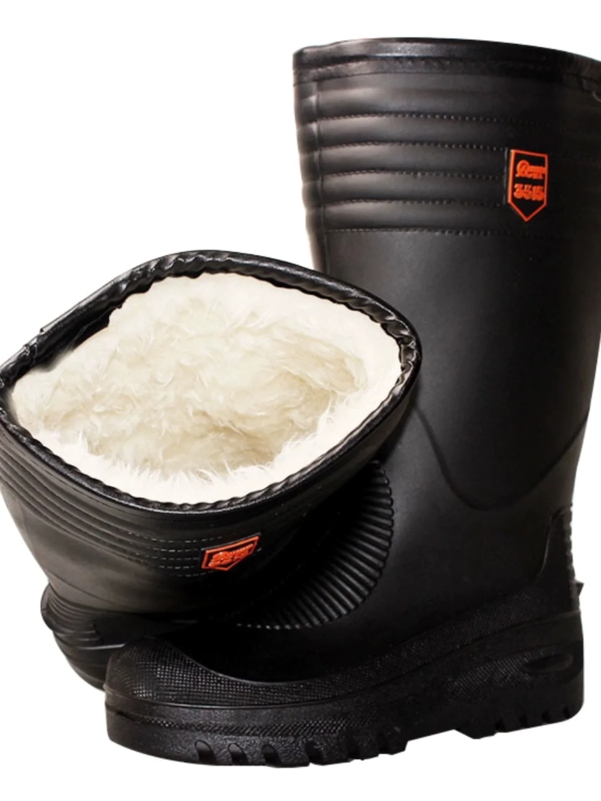 Warme Katoenen Winter Regenlaarzen Heren Halfhoge Kuit Thiened Fce Gevoerd Waterdicht Lang Haar Gel oes Hoge Buis Water oes