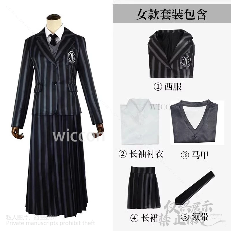 Costume de Cosplay Addams du Film Animé pour Fille, Robe Gothique Noire, Lolita, Robe de Bal, Tenues d'Halloween, ixde Carnaval, pour Enfant