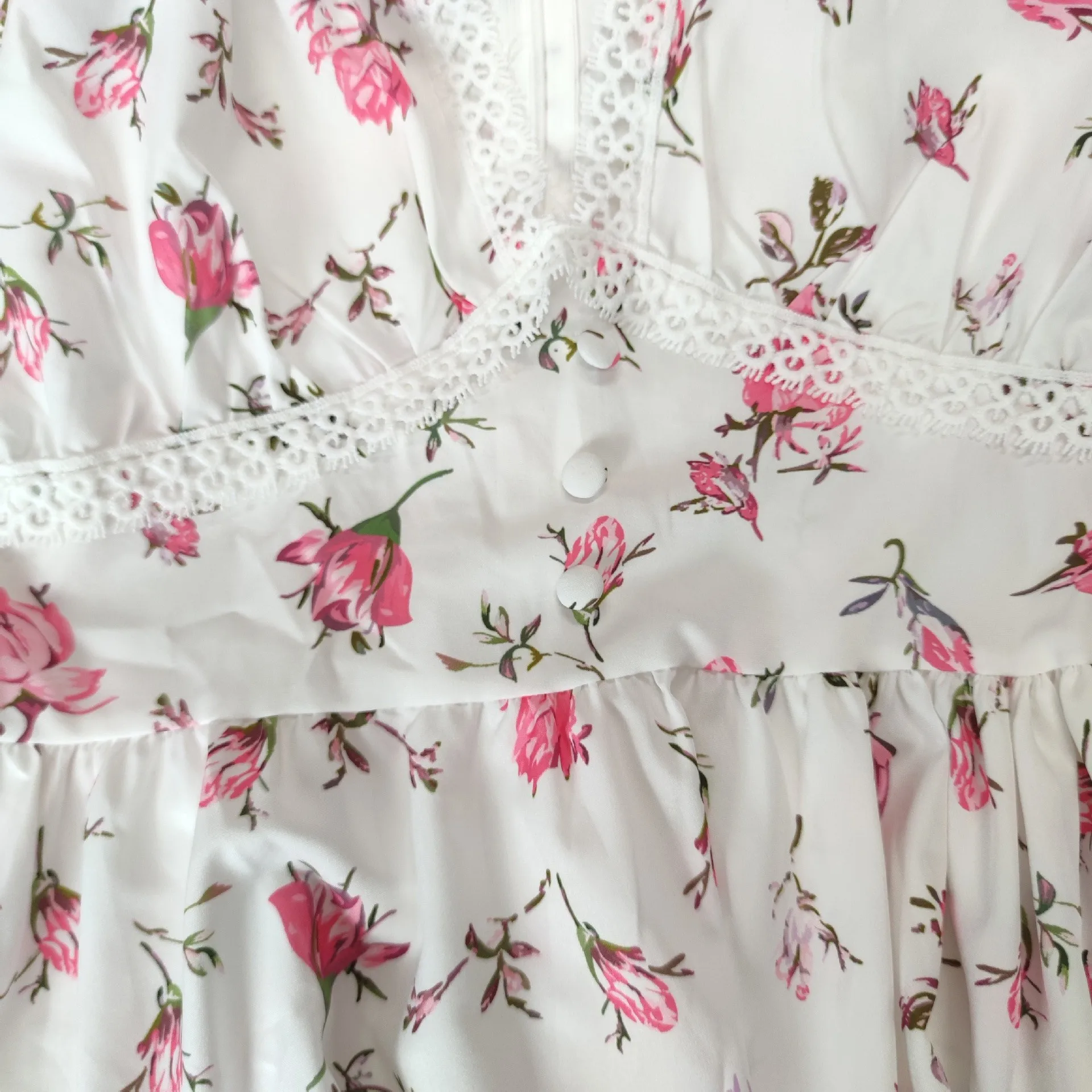 Feminino floral impressão profundo decote em v puff manga longa smocked cintura babados em camadas bainha elegante casual férias mini vestido