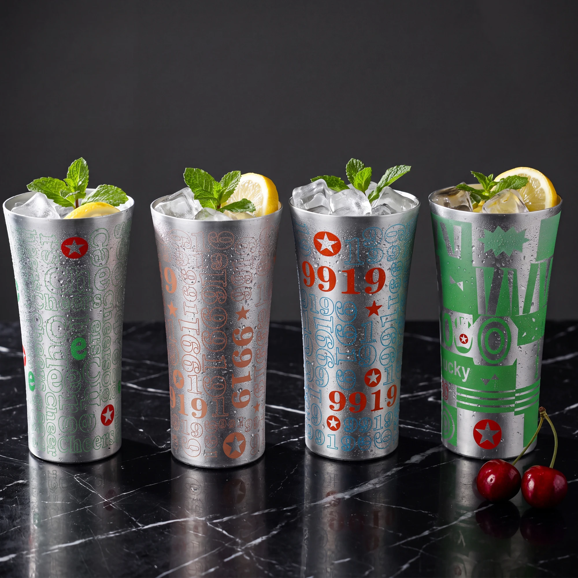 2026 Neuer Farbwechselnder Aluminium 360ml Bierbecher Aluminium Metallbecher mit Gehämmerter Textur Wasserbecher Kaffee Reisebecher