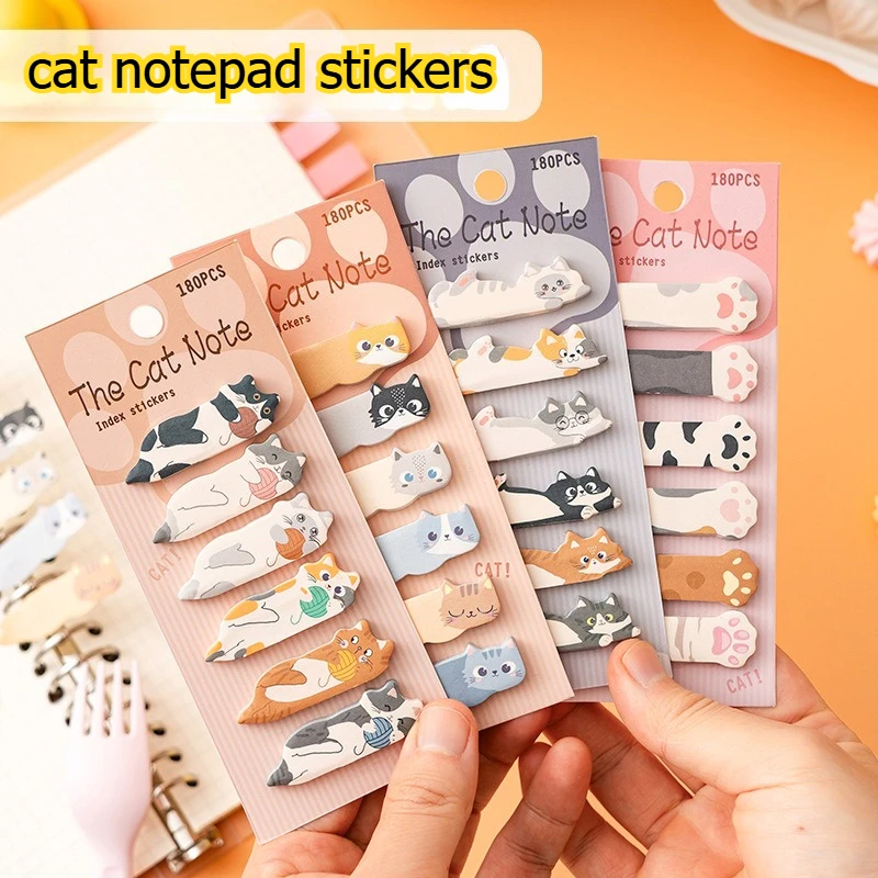 40packs Kawaii Cat Memo Pad Stickers Bookmark To Do List Office Accessories Desk Decor Sticky School Items Stationery Wholesale