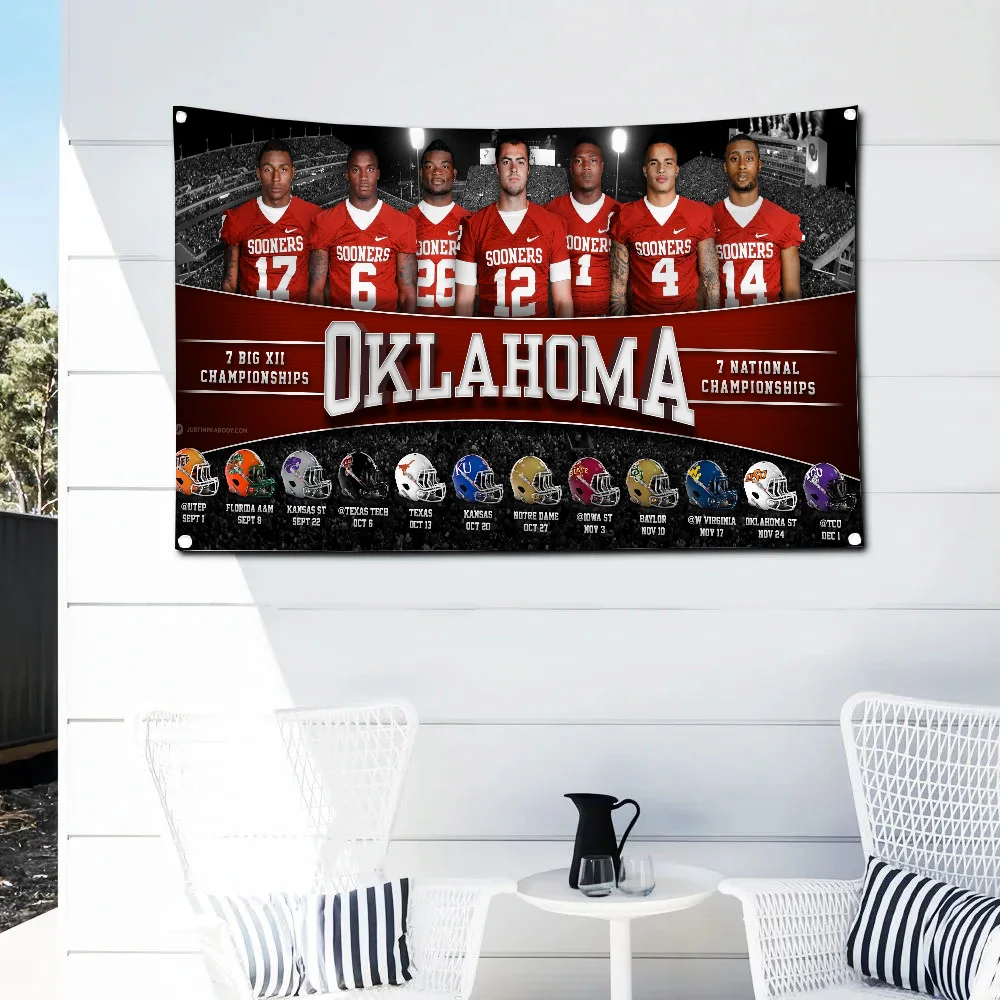 Oklahoma SoonerS Turkey Em Custom Flag Decorative Flags and Banners Garage Decoration Outdoor Decorations Skateboard Fallout