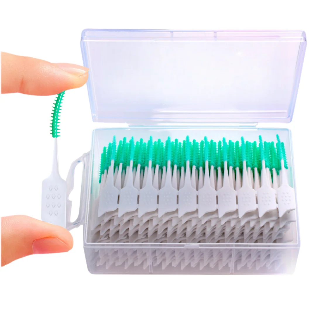 200pcs/box Interdental Brushes Toothpicks Brush Straight Type Silicon Dental Cleaners for Teeth Gaps Oral Hygiene Care Tools