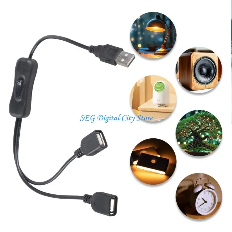 

U75B Adjustable USB Power Cable Double Output Connector For Electronics Charging