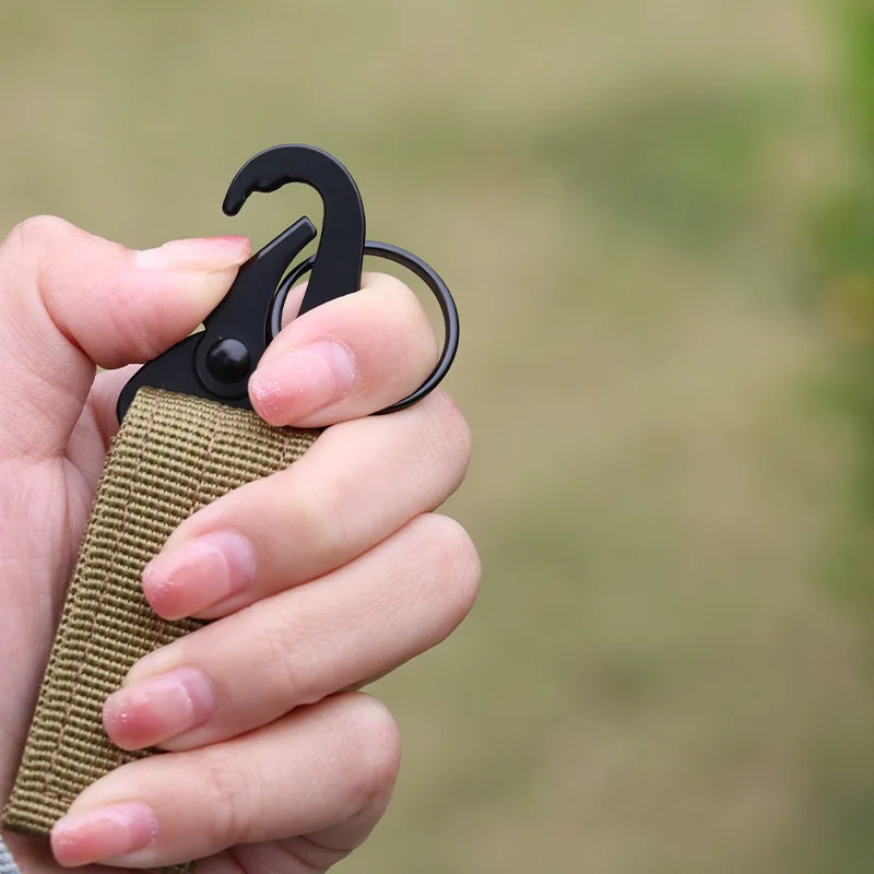 Taktische Molle Clip Schnalle Nylon Gürtel Schlüsselanhänger Schlüsselanhänger Halter Karabiner Aufhänger Schnalle Haken für Outdoor Wandern Camping