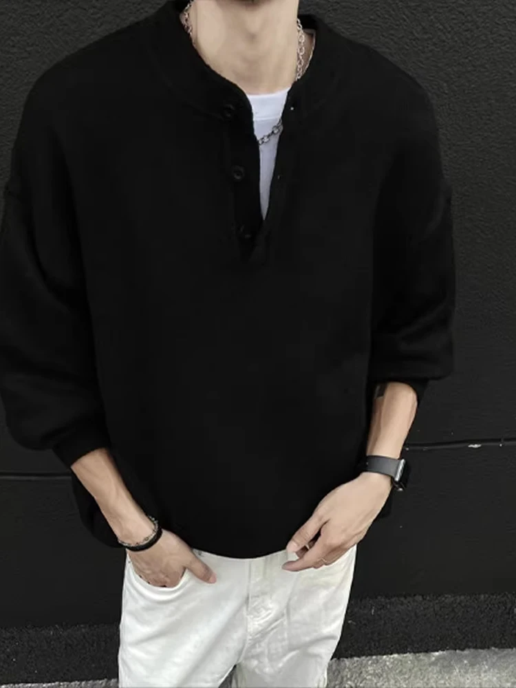 

Cleanfit Henry Collar Knitwear Men's Autumn Winter Trendy Lazy Korean Sle High-End Feeling Inner Wear Base Layer Knitted irt