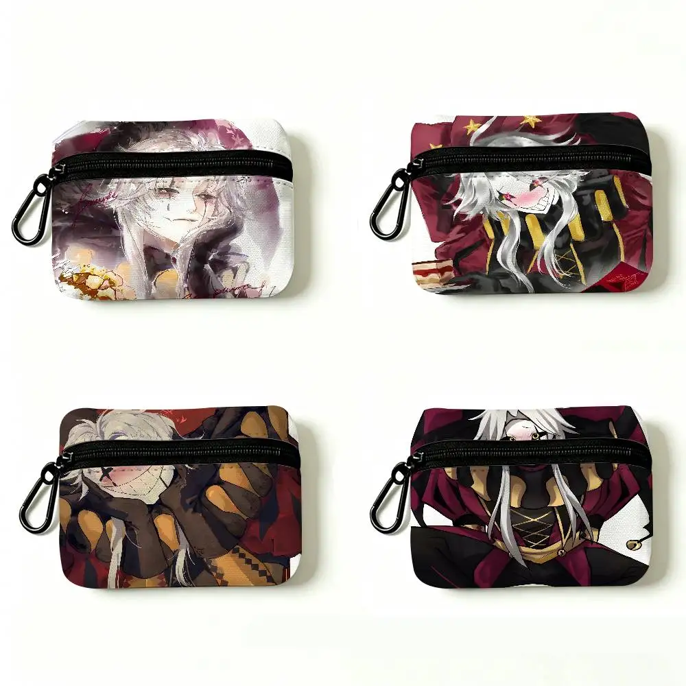 Pierrot Funny Game The Freak Circus Lightweight Oxford Fabric Coin Purse With Black Carabiner Hook Card Holder Earphone Storage