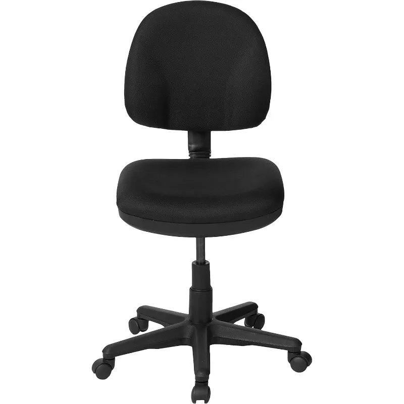 Office Star Pneumatic Sculptured Office Task Chair with Thick Padded Seat and Built-in Lumbar Support, Black