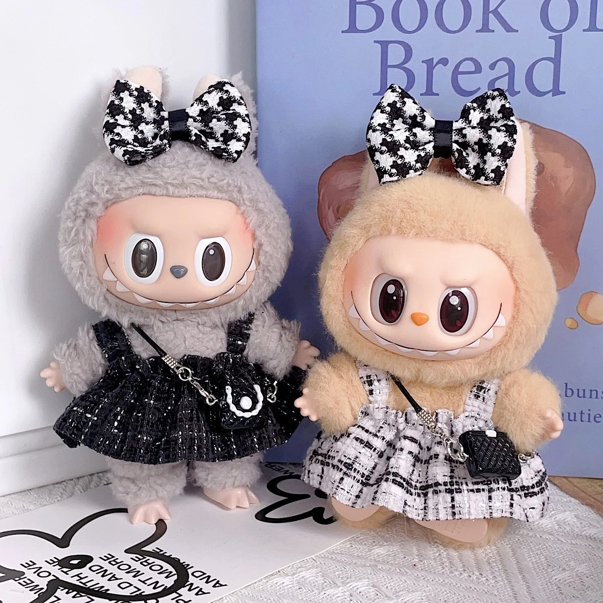 

17 см Labubu Одежда 1/2/3 поколения Универсальный небольшой комплект с юбкой на ремне в ароматном стиле может быть в сочетании с подвеской, сумкой на плечо