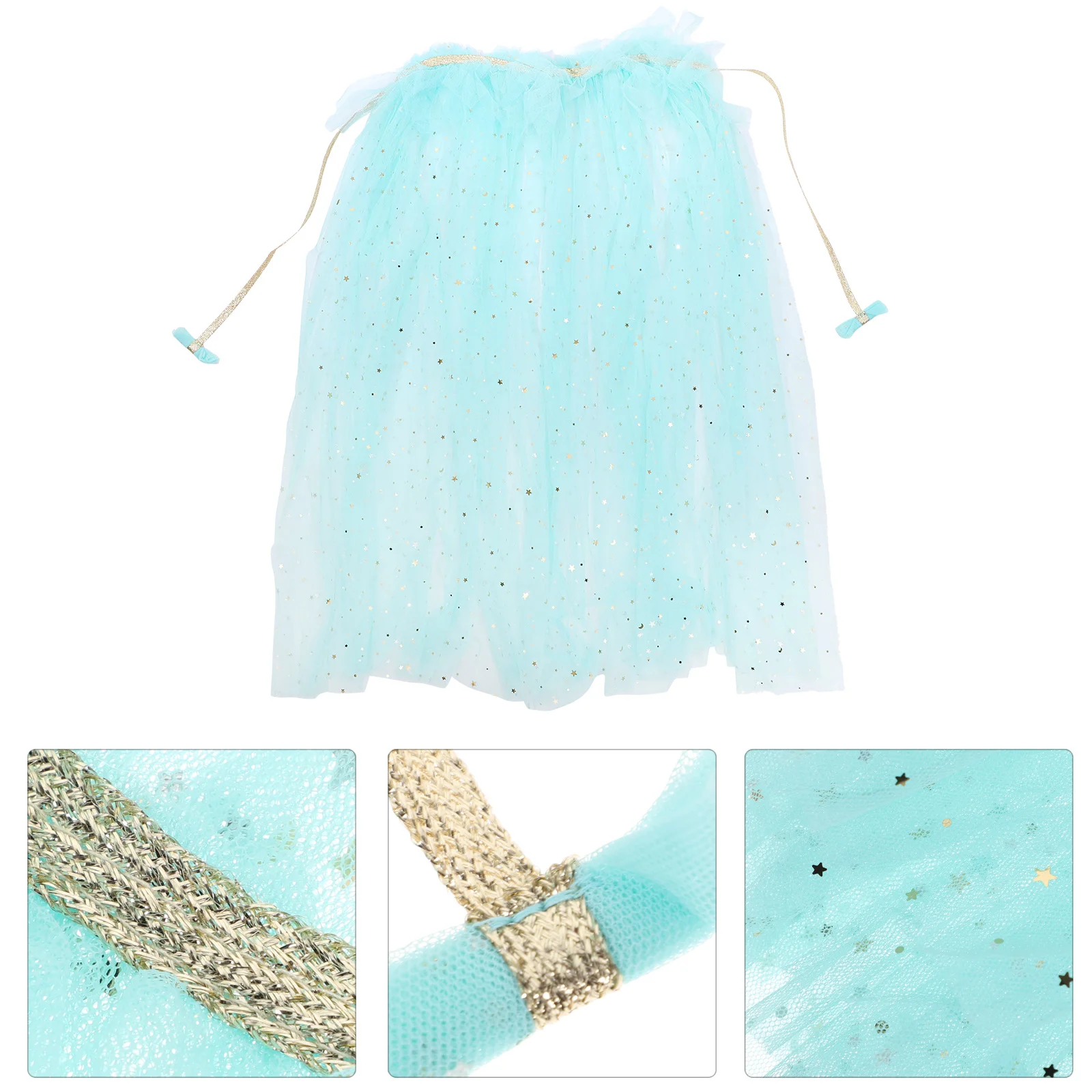 

Light Princess Cloak Sequins Gauze Cape Birthday Masquerade Cosplay Cape Costume Party Accessory Kids Cloak