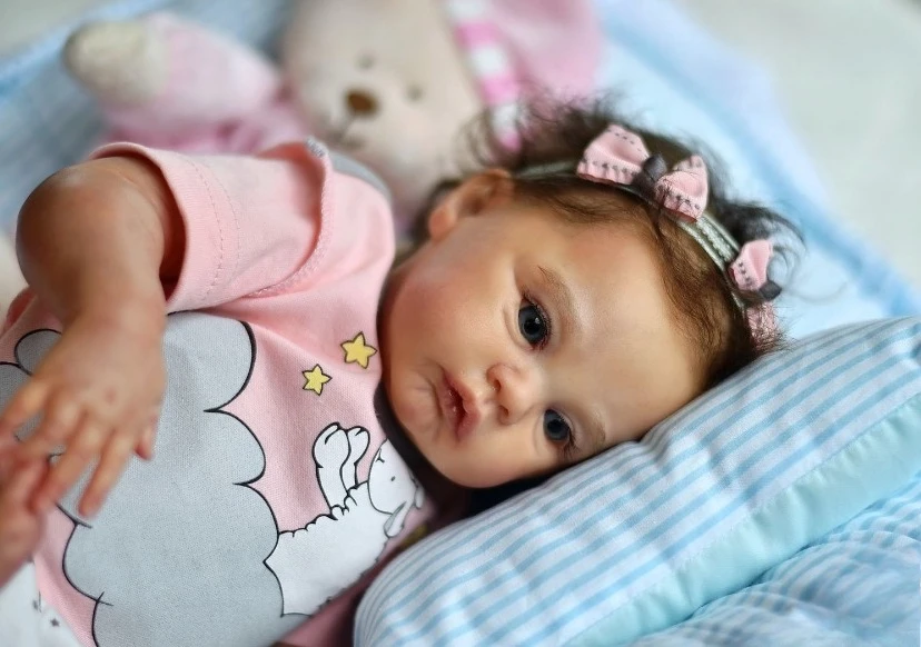 

NPK 18''Unfinished Doll Parts Meadow with Curly Hair Reborn Doll Kit Lifelike Awake Baby Already Painted DIY Baby Toys