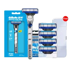 Gillette maquinilla de afeitar Mach 3 Turbo, afeitadora Manual de corte rápido y suave, cabezal flotante de seguridad, movimiento 3D