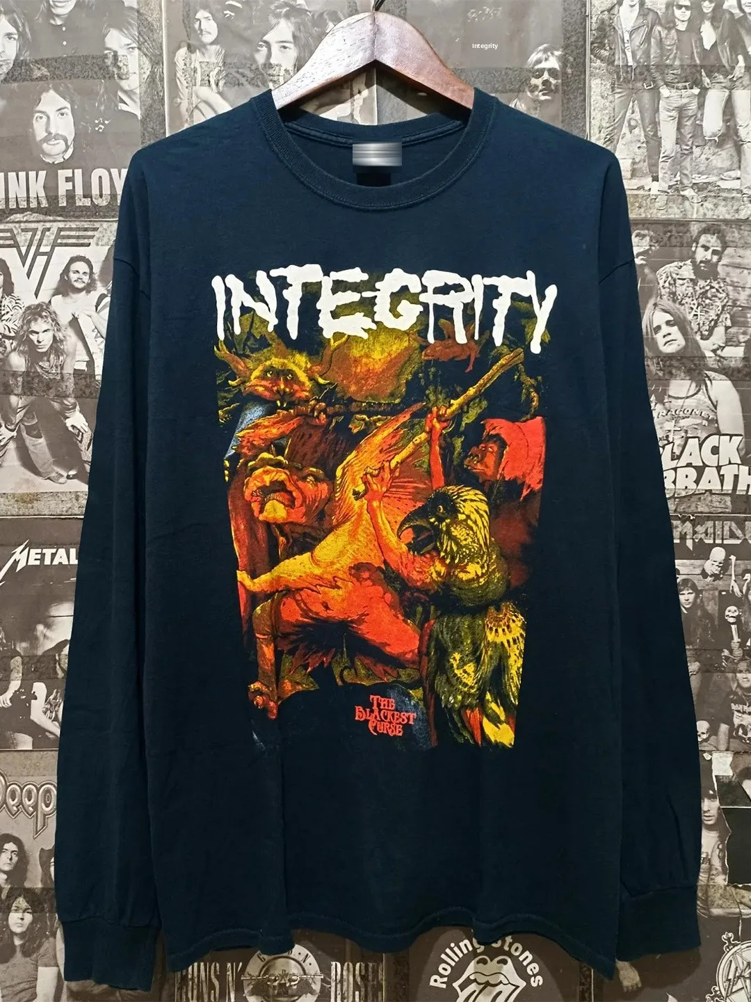Inteity Hard Core Metal Band American Retro Long Sleeve T-Shirt Old School Dark Tee Breathable Loose Fit Youth Fashion